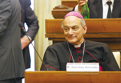 梵蒂岡科學研究機構宗座科學院院長索隆多主教2018年訪問中國後發表讚美中共的言論,被批逢迎拍馬將使教會遭恥笑。圖為索隆多主教2013年資料照。(Getty Images)