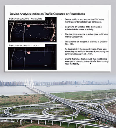 NBC調查報導指,武漢P4實驗室周遭2019年10月14日至19日聯外交通完全停擺。(新紀元合成圖)