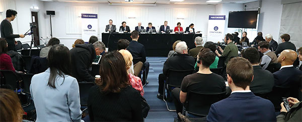 2018年12月8日,「中國法庭」(China Tribunal)在倫敦第一次開庭現場。(Justin Palmer/The Epoch Times)