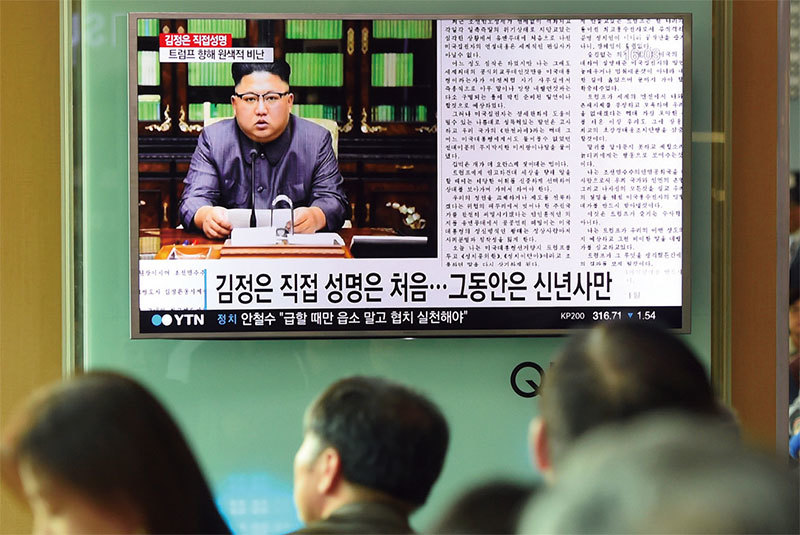 川普在聯合國大會上提及在被迫保護美國和盟國的情況下,美國將徹底摧毀北韓政權,引來金正恩以個人名義直接回應。(AFP)