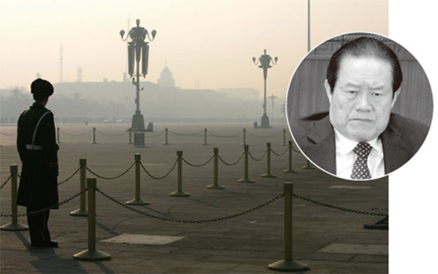 孟宏偉被指是中共江派前常委周永康(圖)餘毒。周永康2003年3月兼任公安部長後,孟宏偉在第二年被提拔為公安部副部長,成為周的副手之一。(AFP)