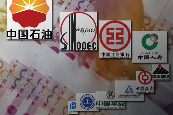 國有部門越大的地區,經濟增長速度越慢;與國進民退的地區相比,國退民進的地區有更高的增長業績。圖為中國部分國有企業之商標。(大紀元合成圖)